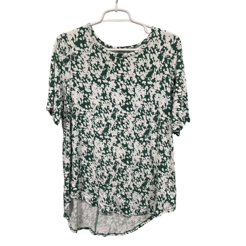 Lane Bryant Womens 14/16 Green‎ & White Patterned Top